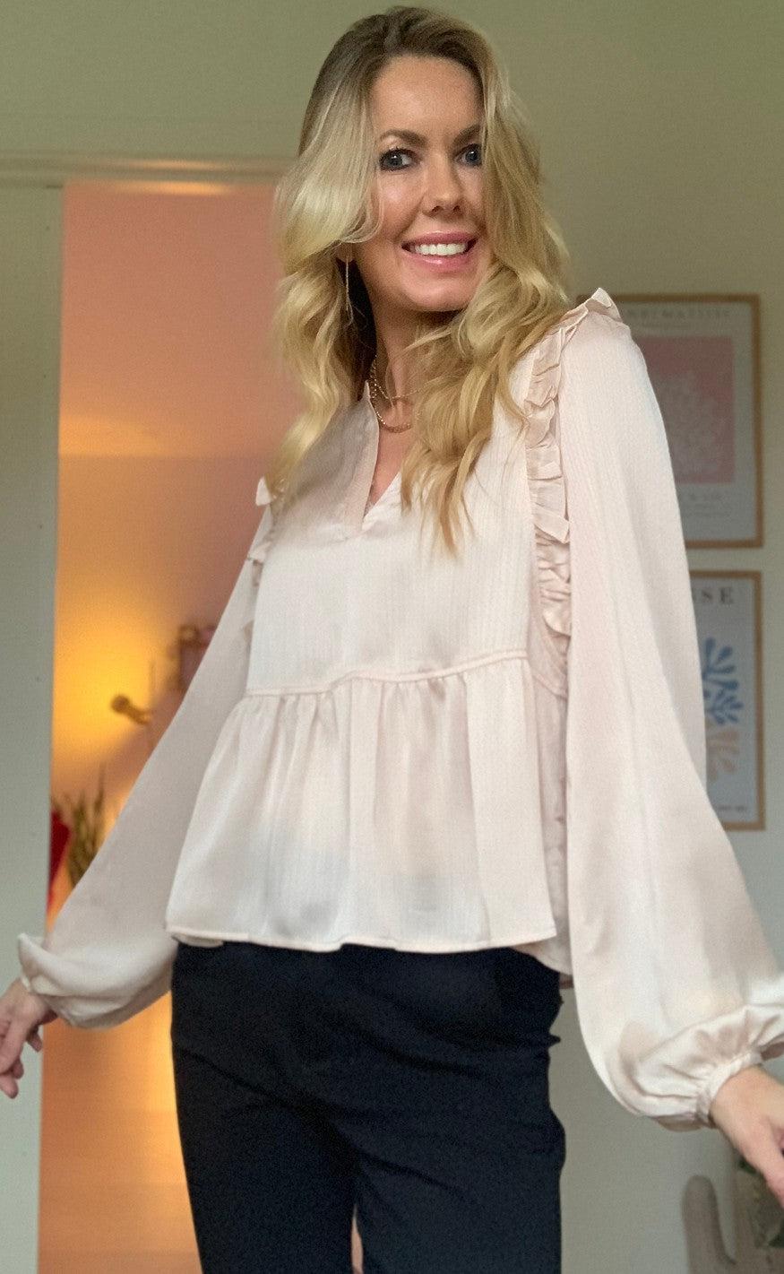 Neo Noir Bluse - Celia Solid - Creme