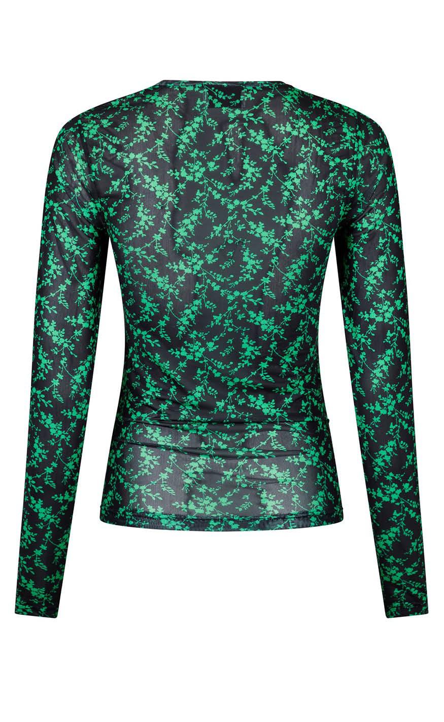 Neo Noir Bluse - Ella Flower - Green