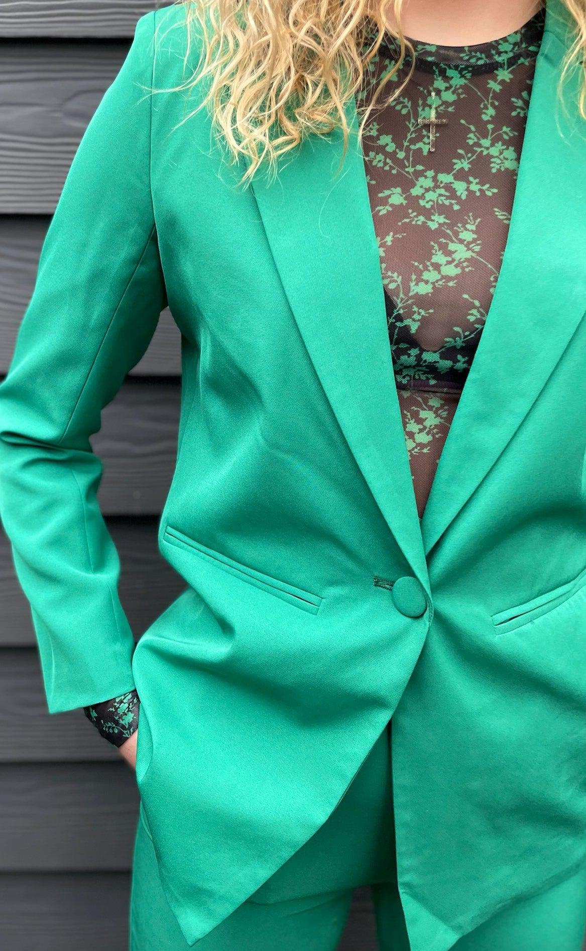 Neo Noir Bluse - Ella Flower - Green
