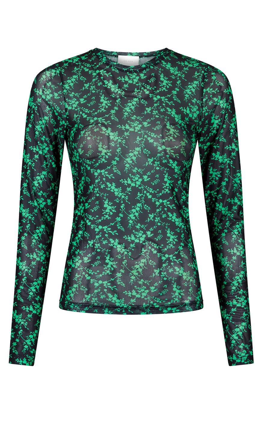 Neo Noir Bluse - Ella Flower - Green