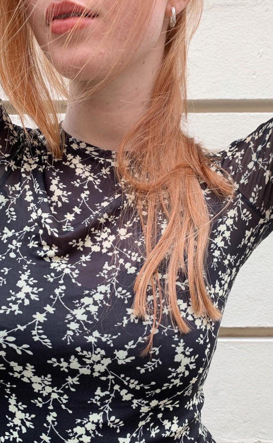 Neo Noir Bluse - Ella Flower - Yellow