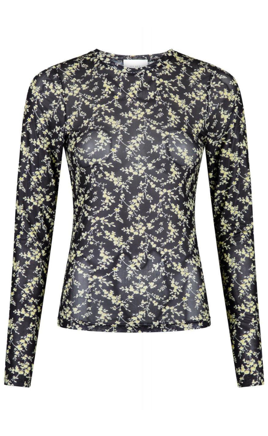 Neo Noir Bluse - Ella Flower - Yellow