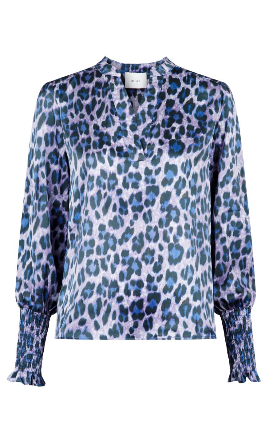 Neo Noir Bluse - Landa Leo Frenzy - Blue Wave
