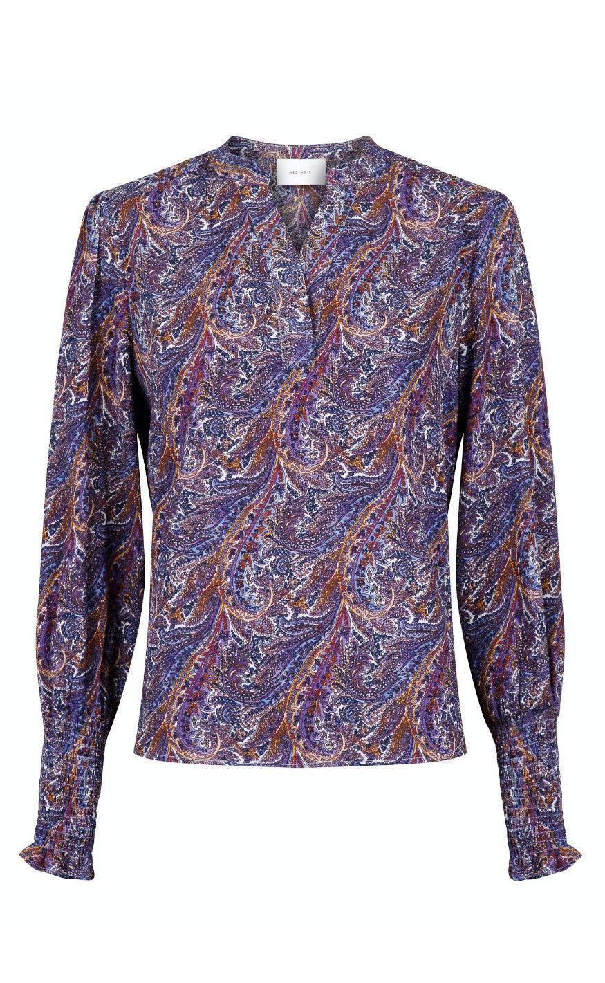 Neo Noir Bluse - Landa Paisley Dream Blouse - Dusty Blue
