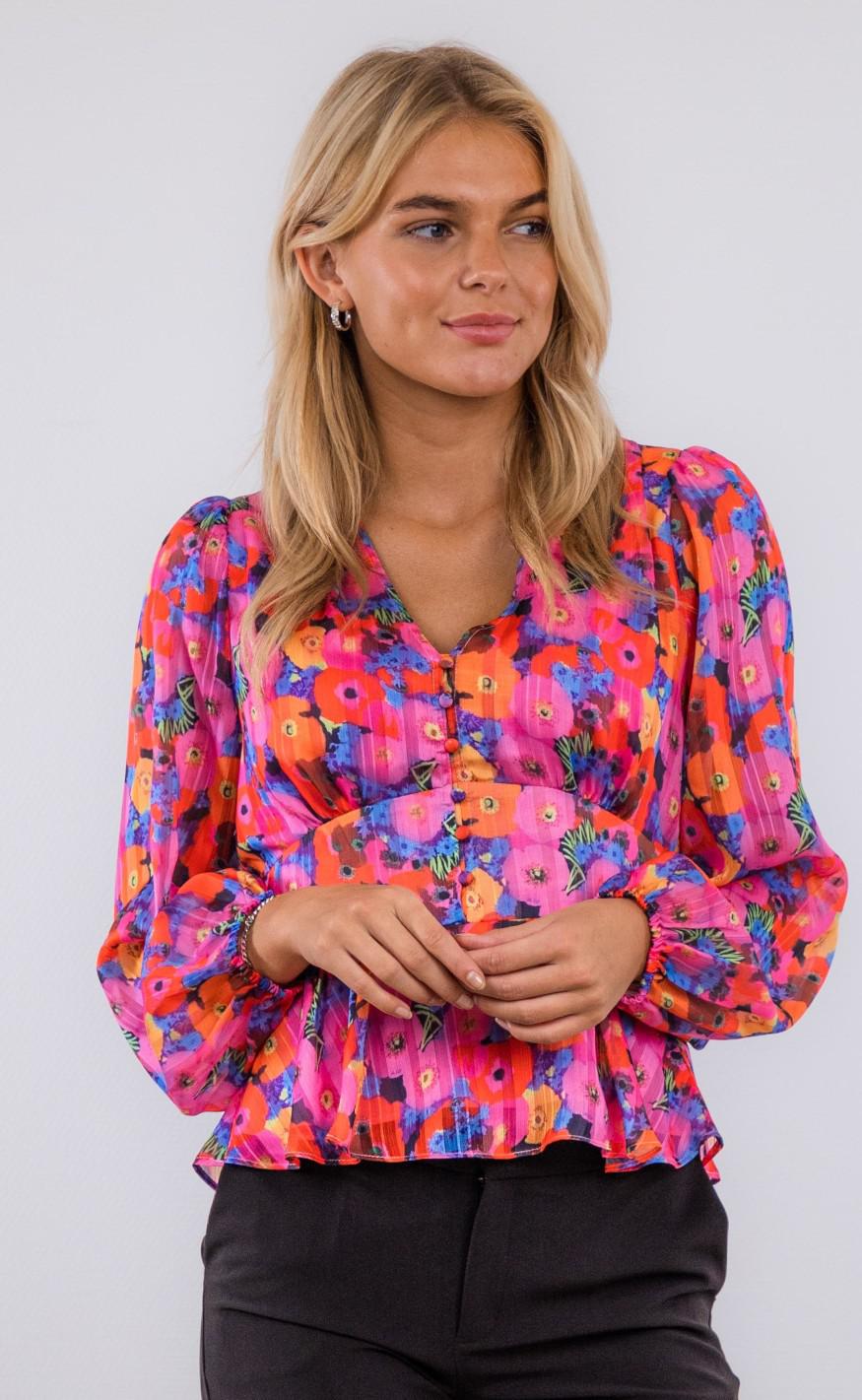 Neo Noir Bluse - Meryl Magical Flower - Pink