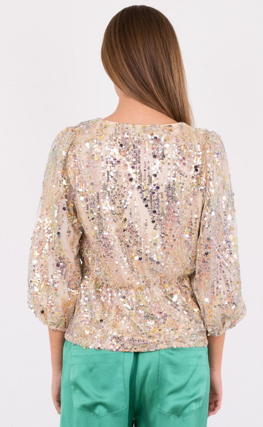 Neo Noir Bluse - Mina Multi Sequins - Champagne