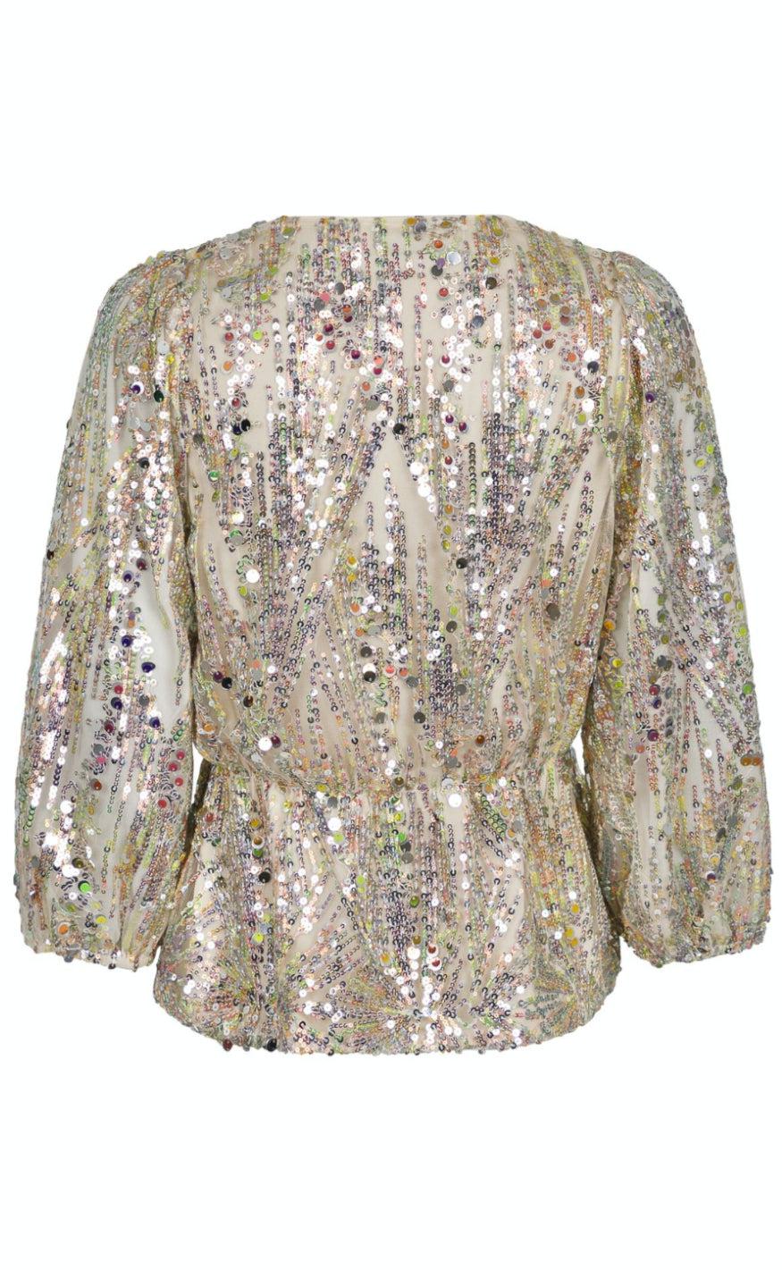 Neo Noir Bluse - Mina Multi Sequins - Champagne
