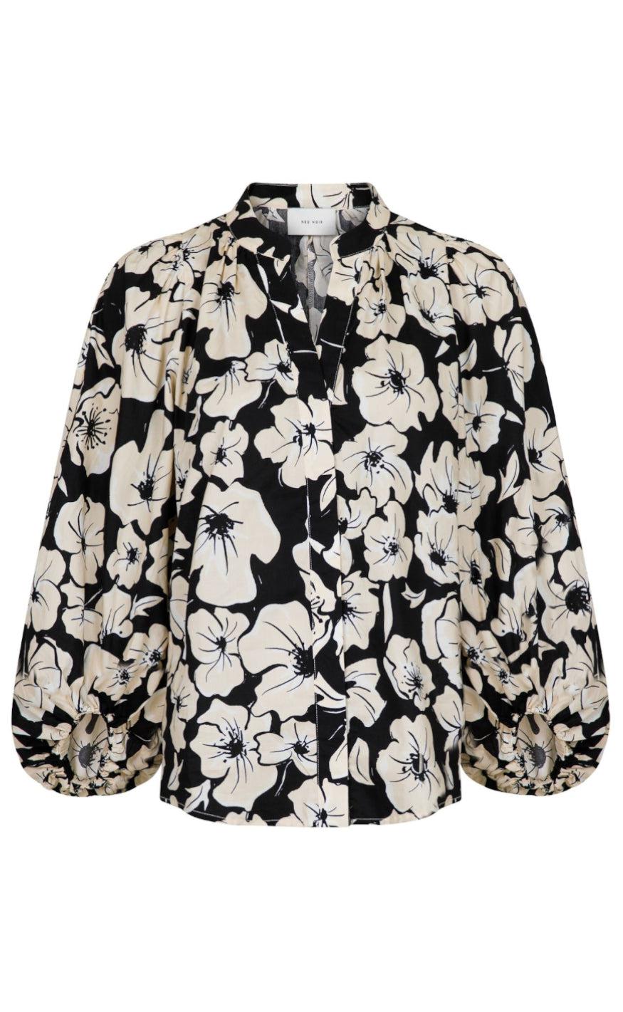 Neo Noir Bluse - Nara Arty Flower - Black