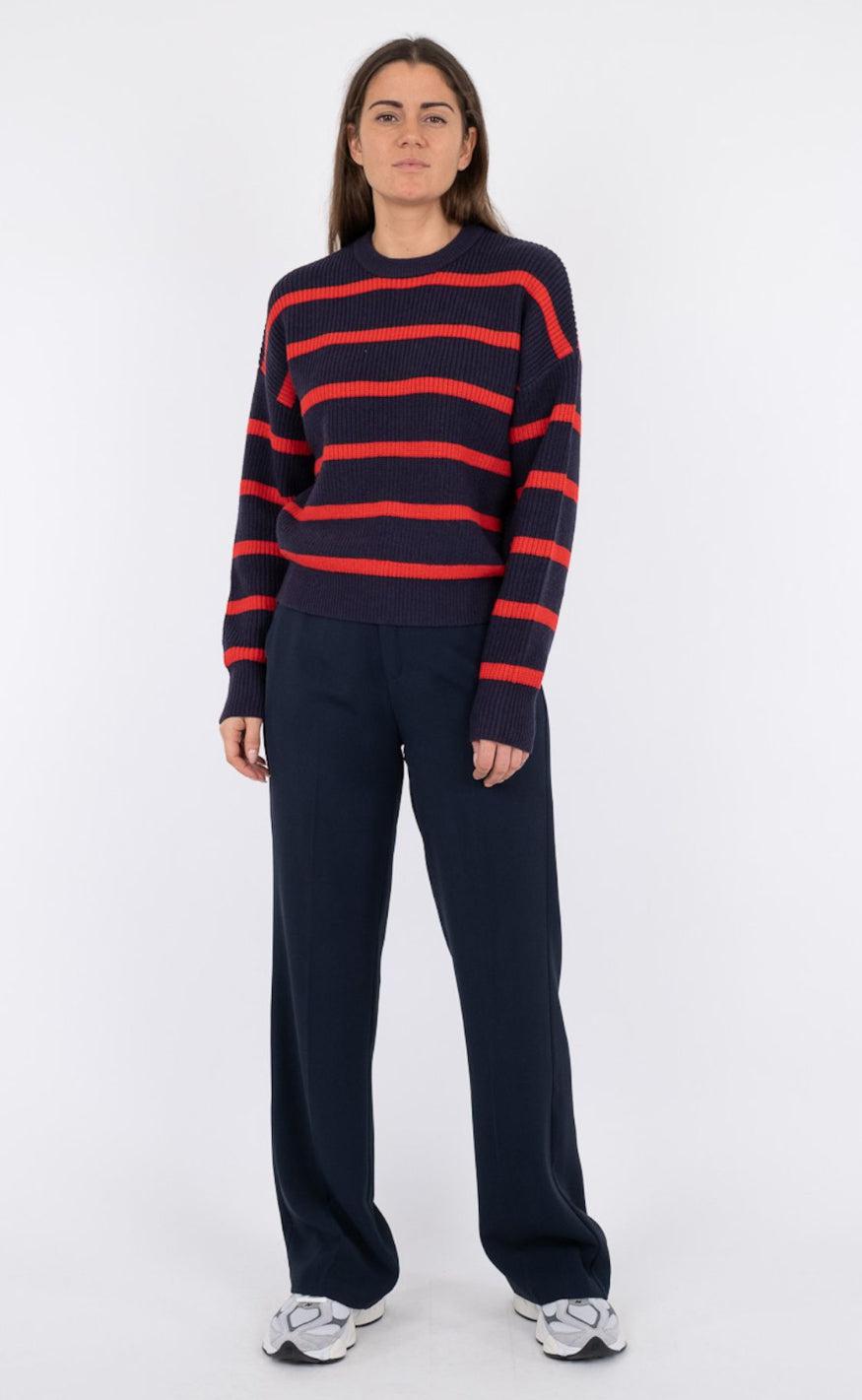 Neo Noir Bluse - Natalie stripe - Navy