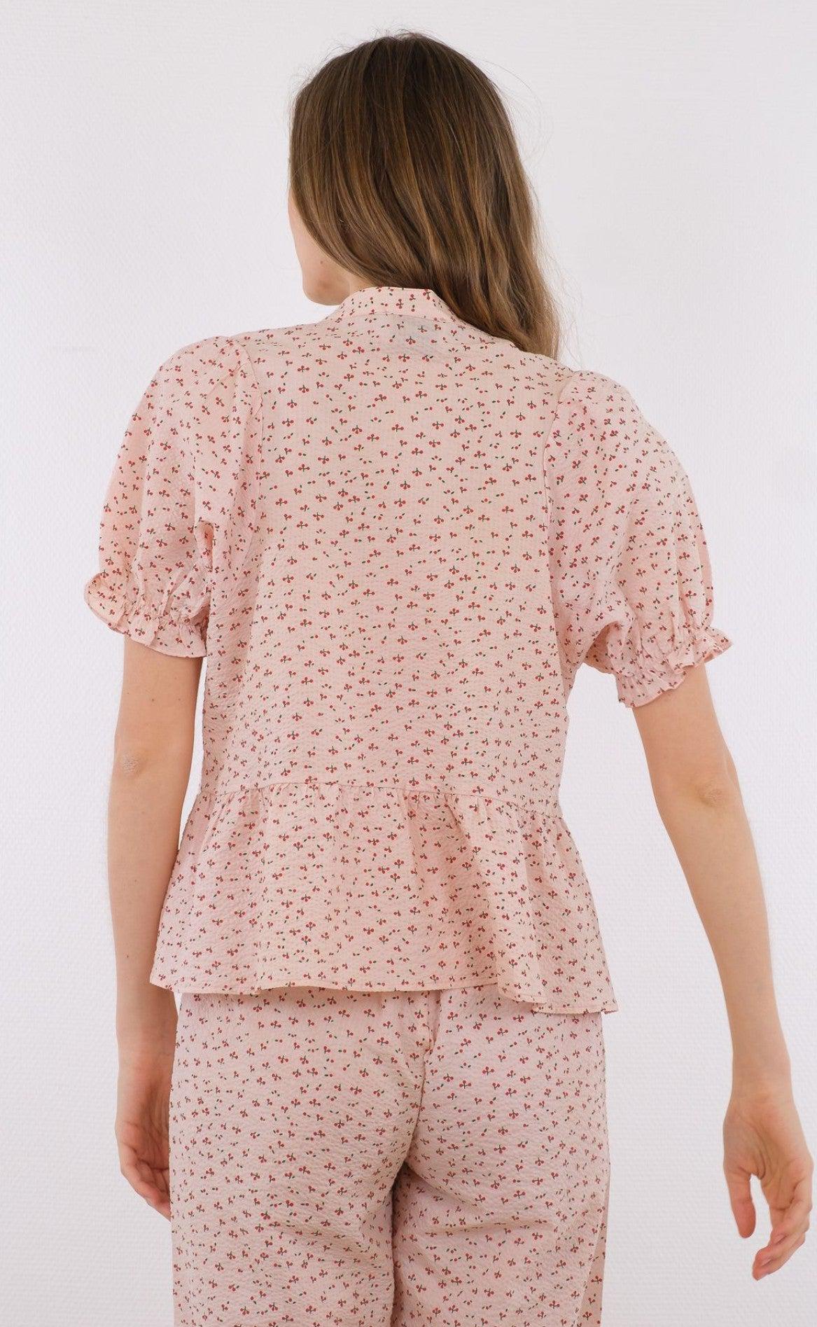 Neo Noir Bluse - Savy Mini Cherry - Light Pink
