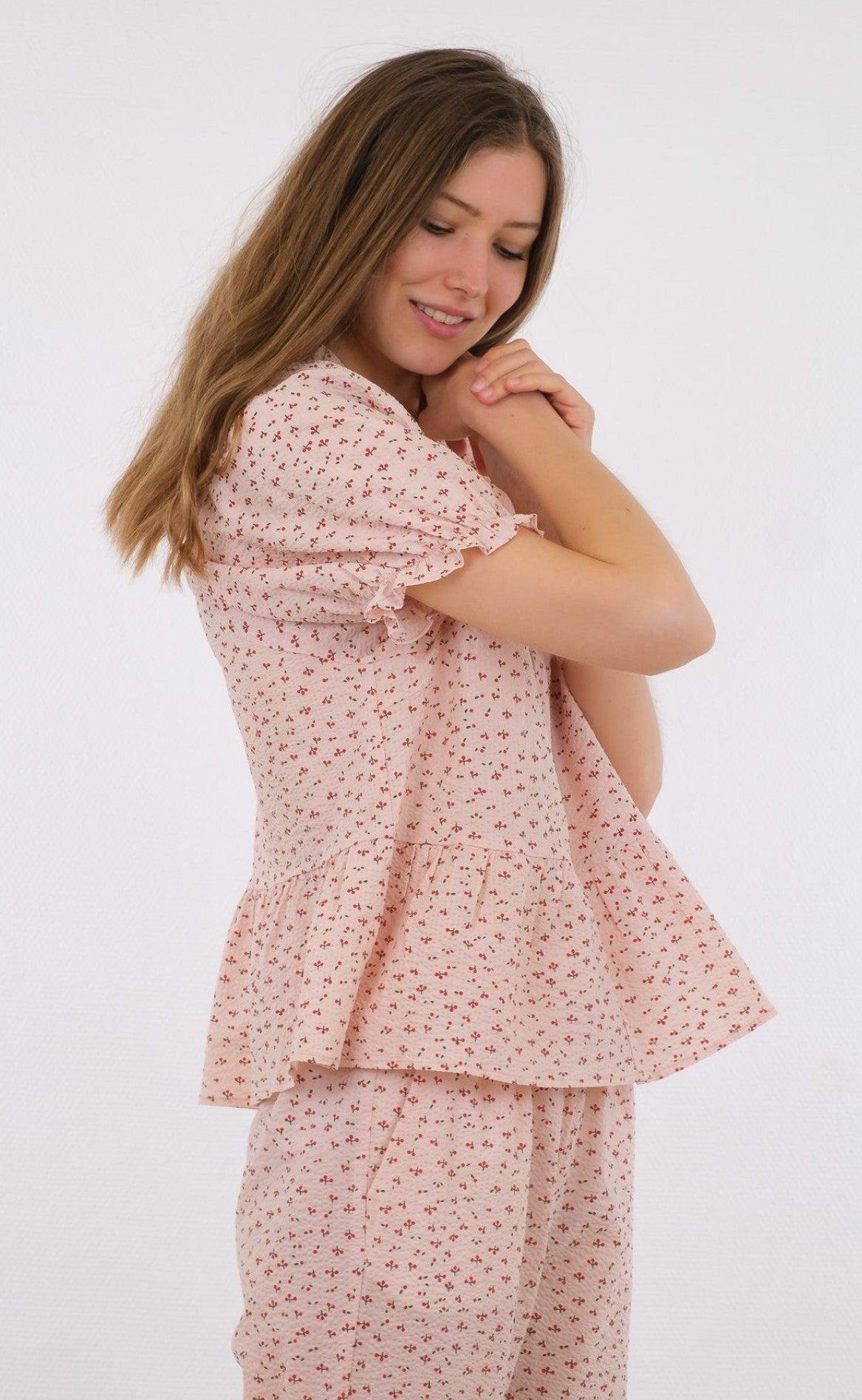 Neo Noir Bluse - Savy Mini Cherry - Light Pink
