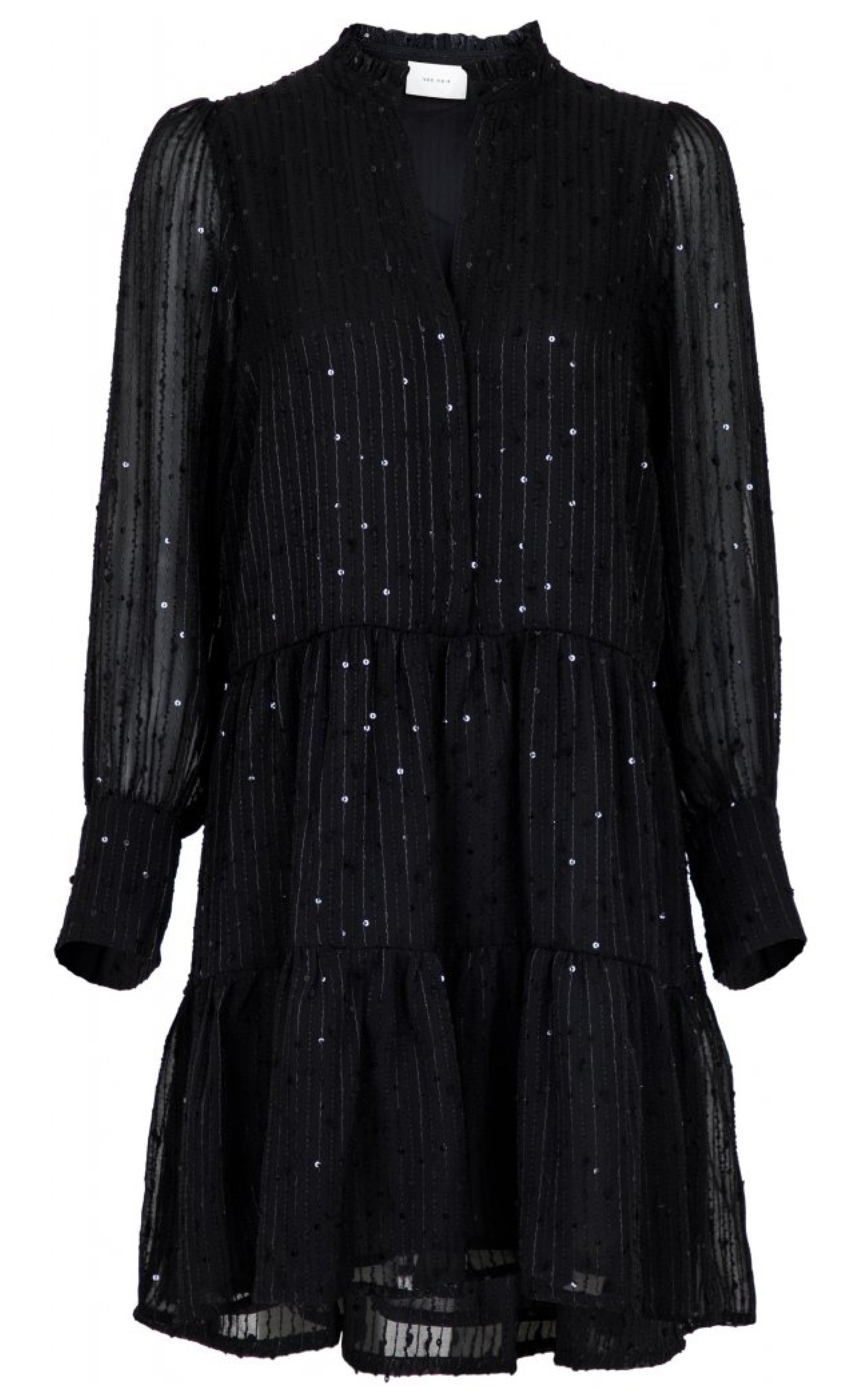 Neo Noir Kjole - Frei Glitter Stripe - black