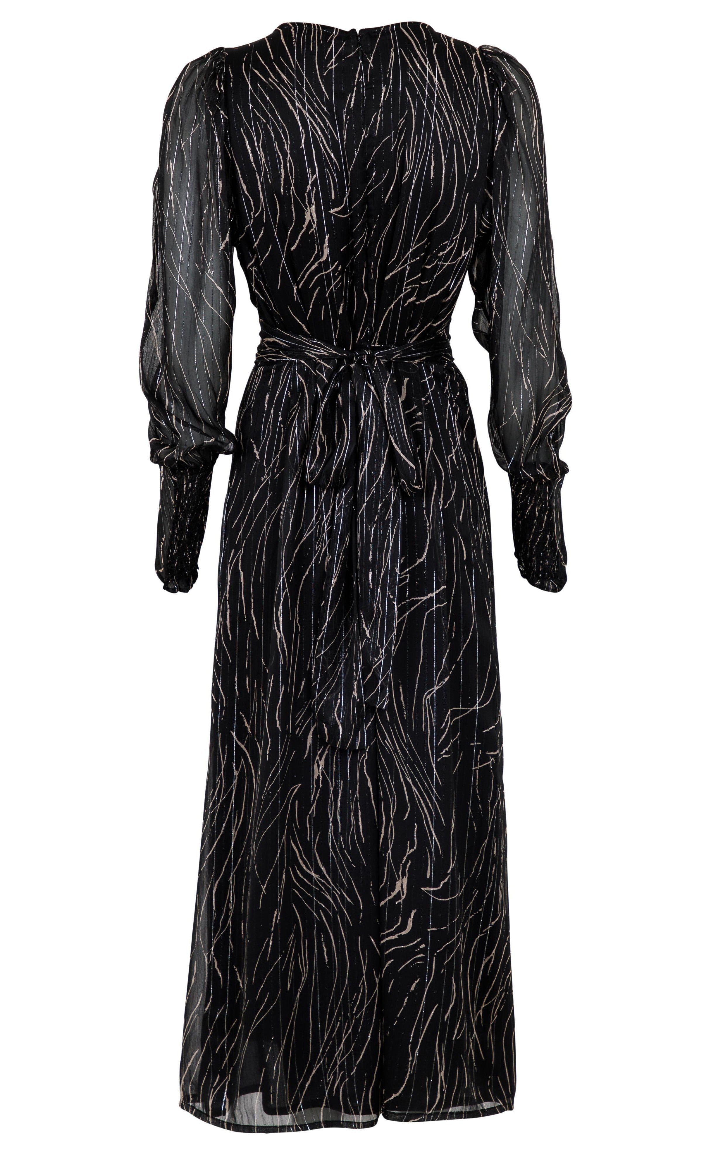 Neo Noir Kjole - Vivian Slim Graphic - Black
