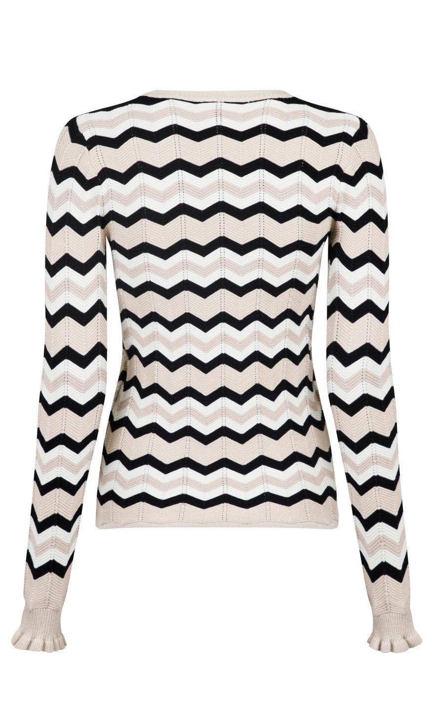 Neo Noir Knit Bluse - Nelle Chevron - Sand