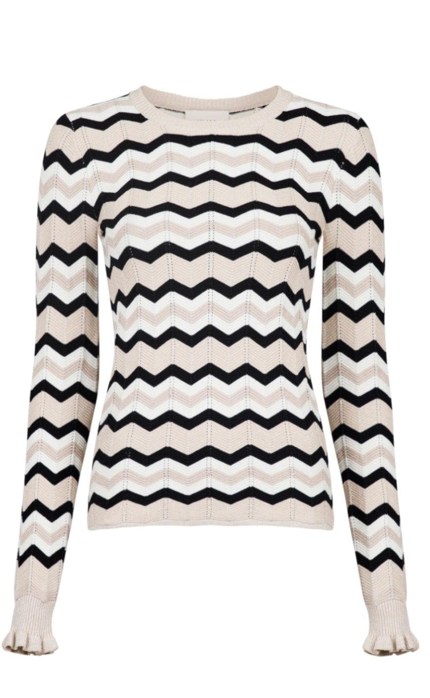 Neo Noir Knit Bluse - Nelle Chevron - Sand