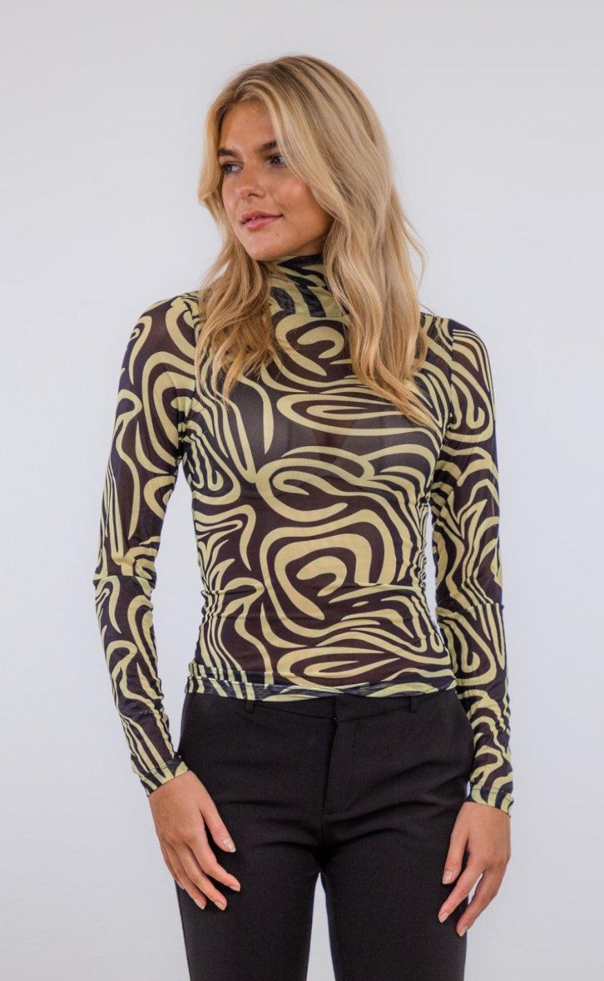 Neo Noir Mesh bluse - Villa - Light Yellow