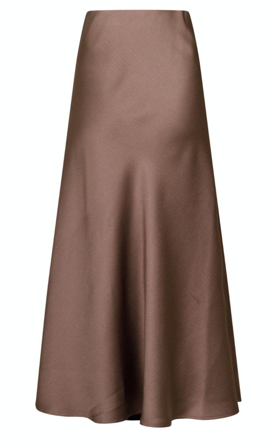 Neo Noir Nederdel - Bovary Crepe Satin - Dusty Brown