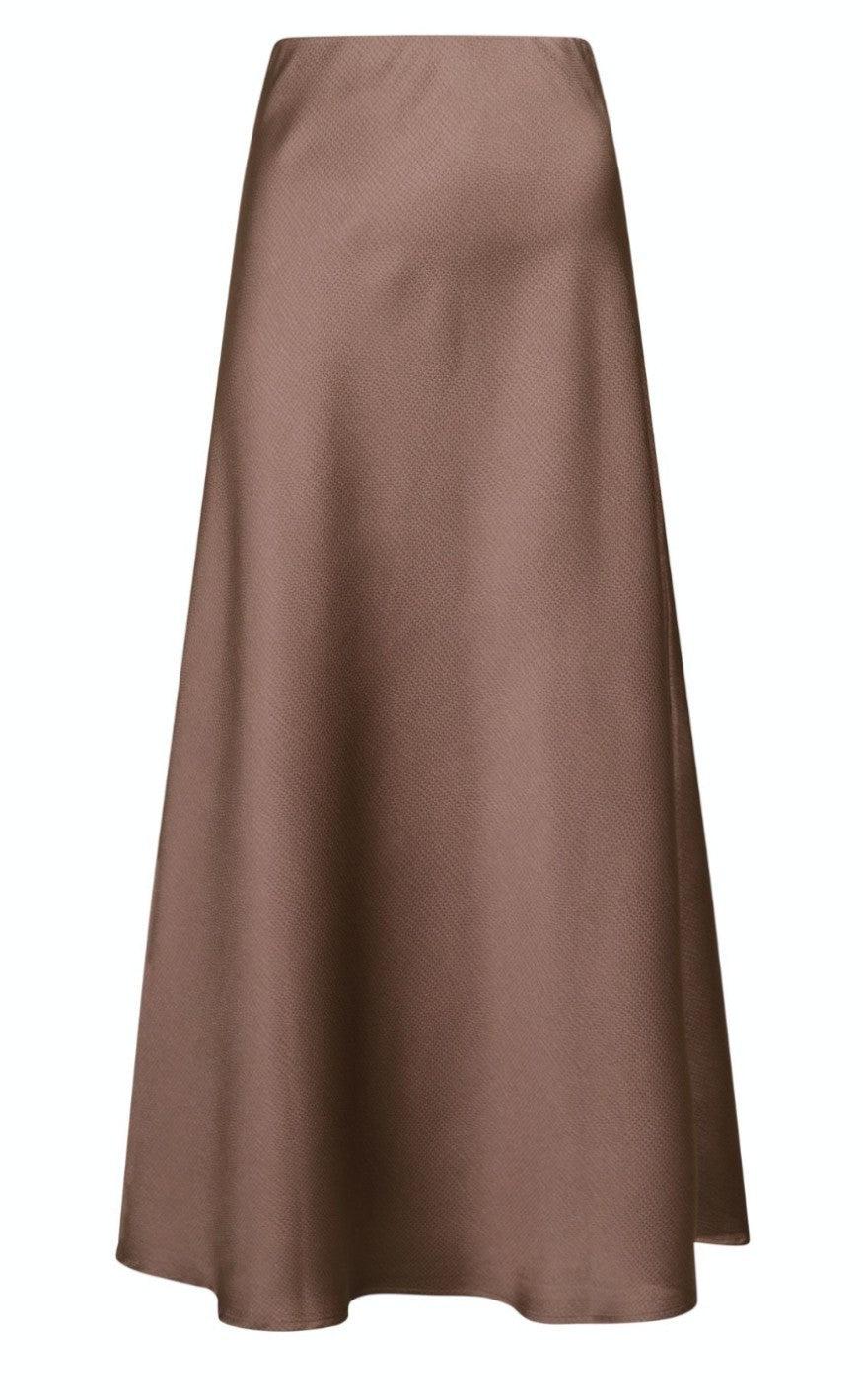 Neo Noir Nederdel - Bovary Crepe Satin - Dusty Brown