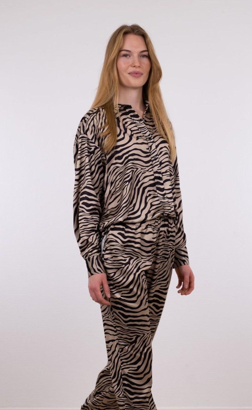 Neo Noir Skjorte - Sonya Zebra - Mocca