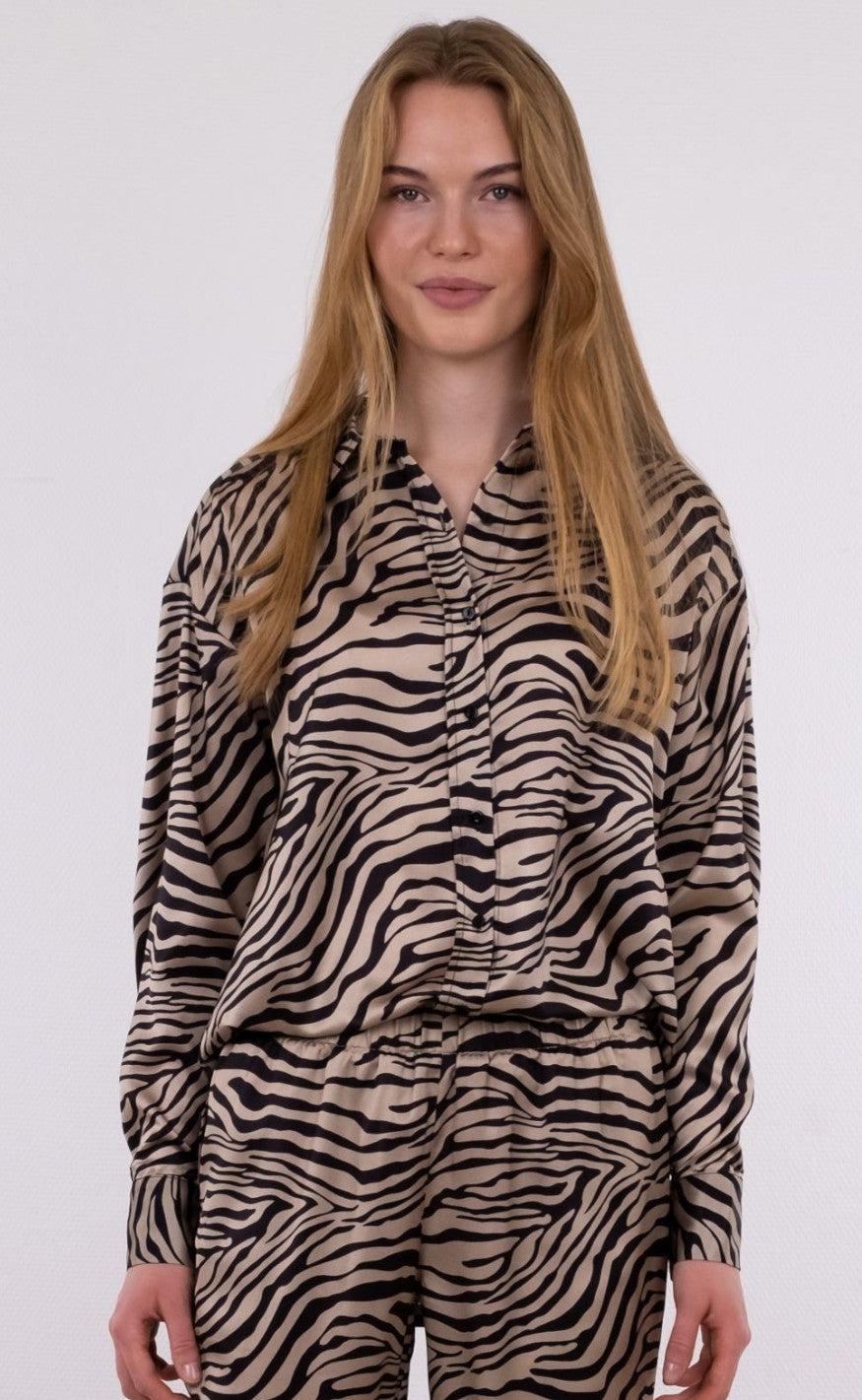 Neo Noir Skjorte - Sonya Zebra - Mocca