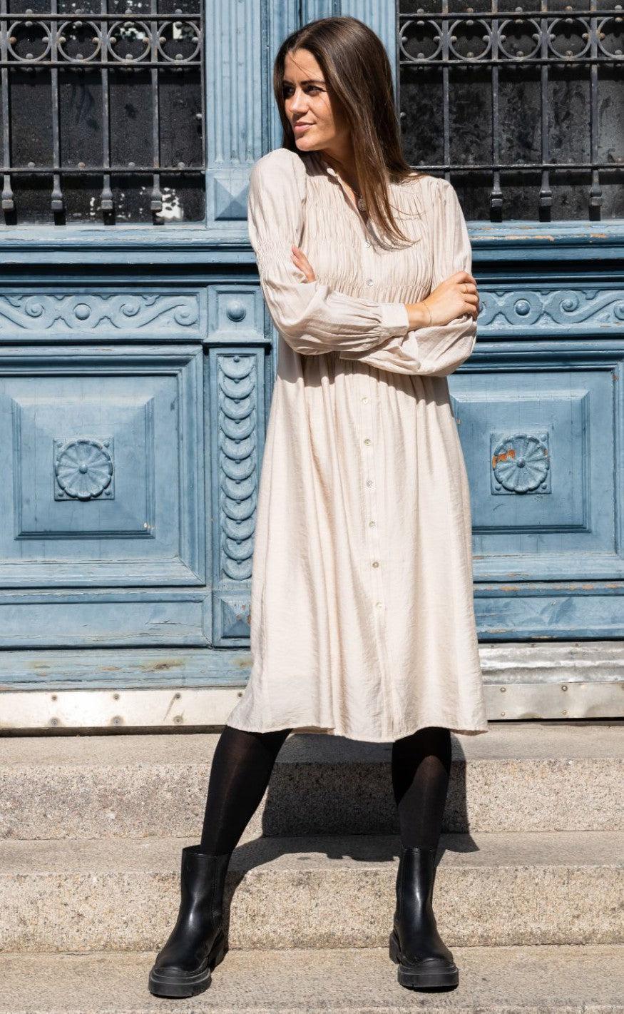 Neo Noir Smock Kjole - Posy - Sand