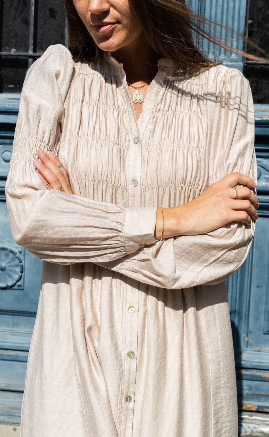 Neo Noir Smock Kjole - Posy - Sand