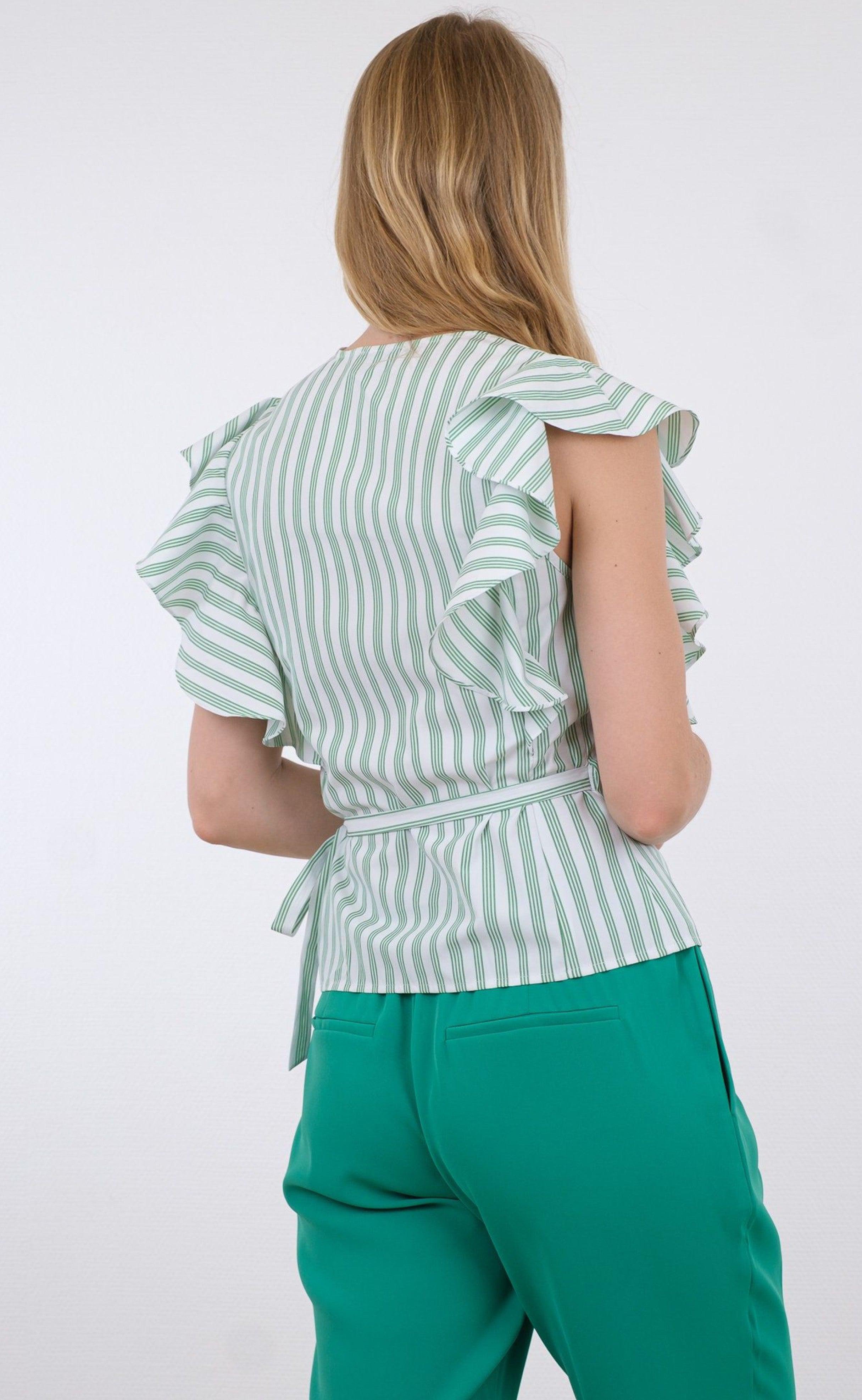 Neo Noir Top - Anika - Stripe Green