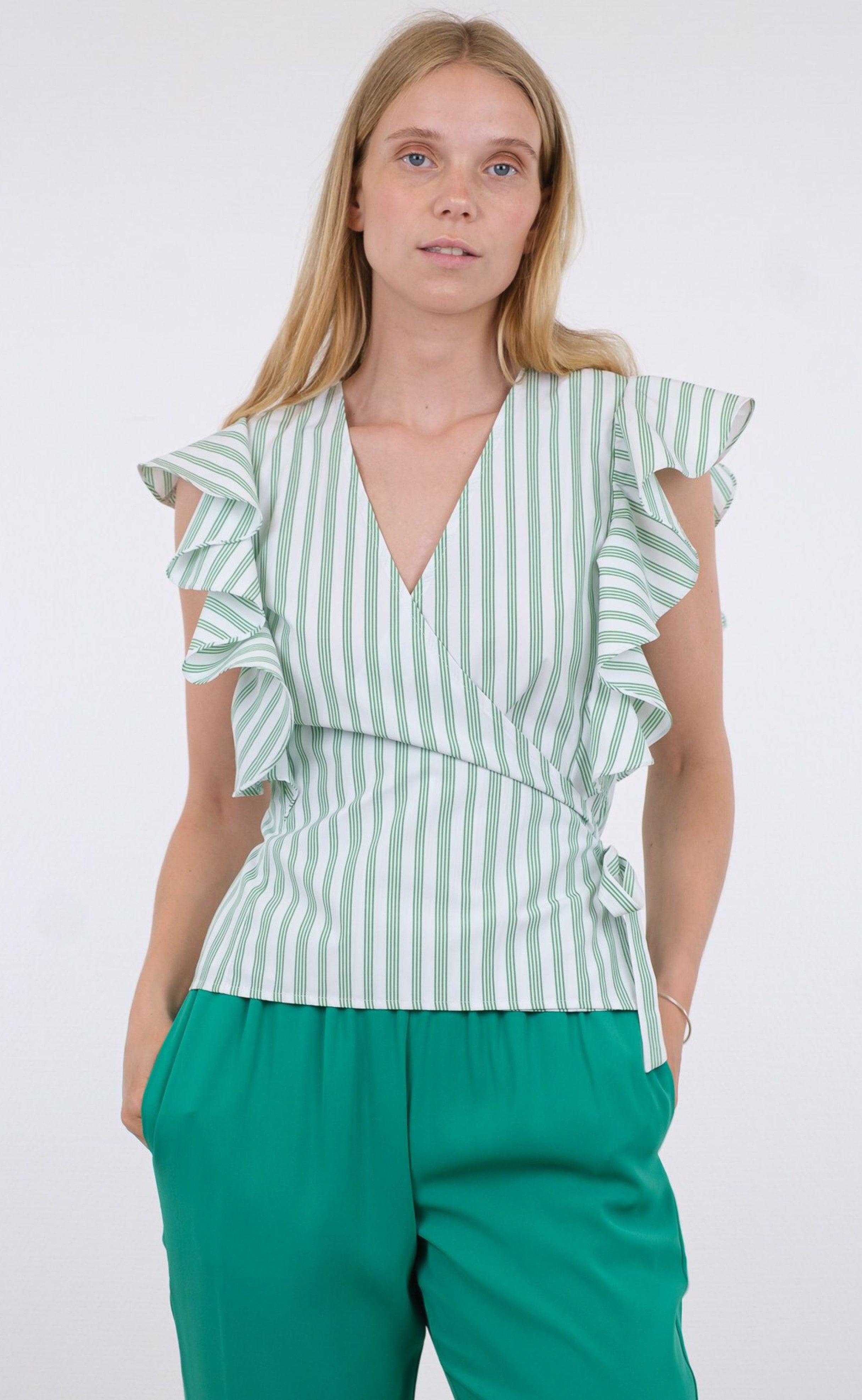 Neo Noir Top - Anika - Stripe Green