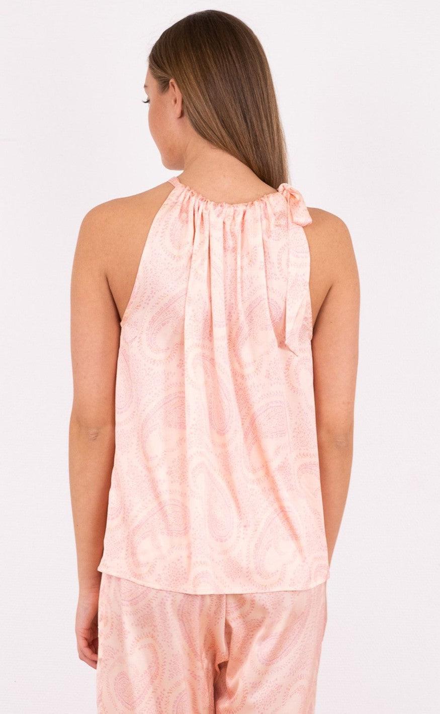 Neo Noir Top - Linea Abstract Paisley - Soft Pink