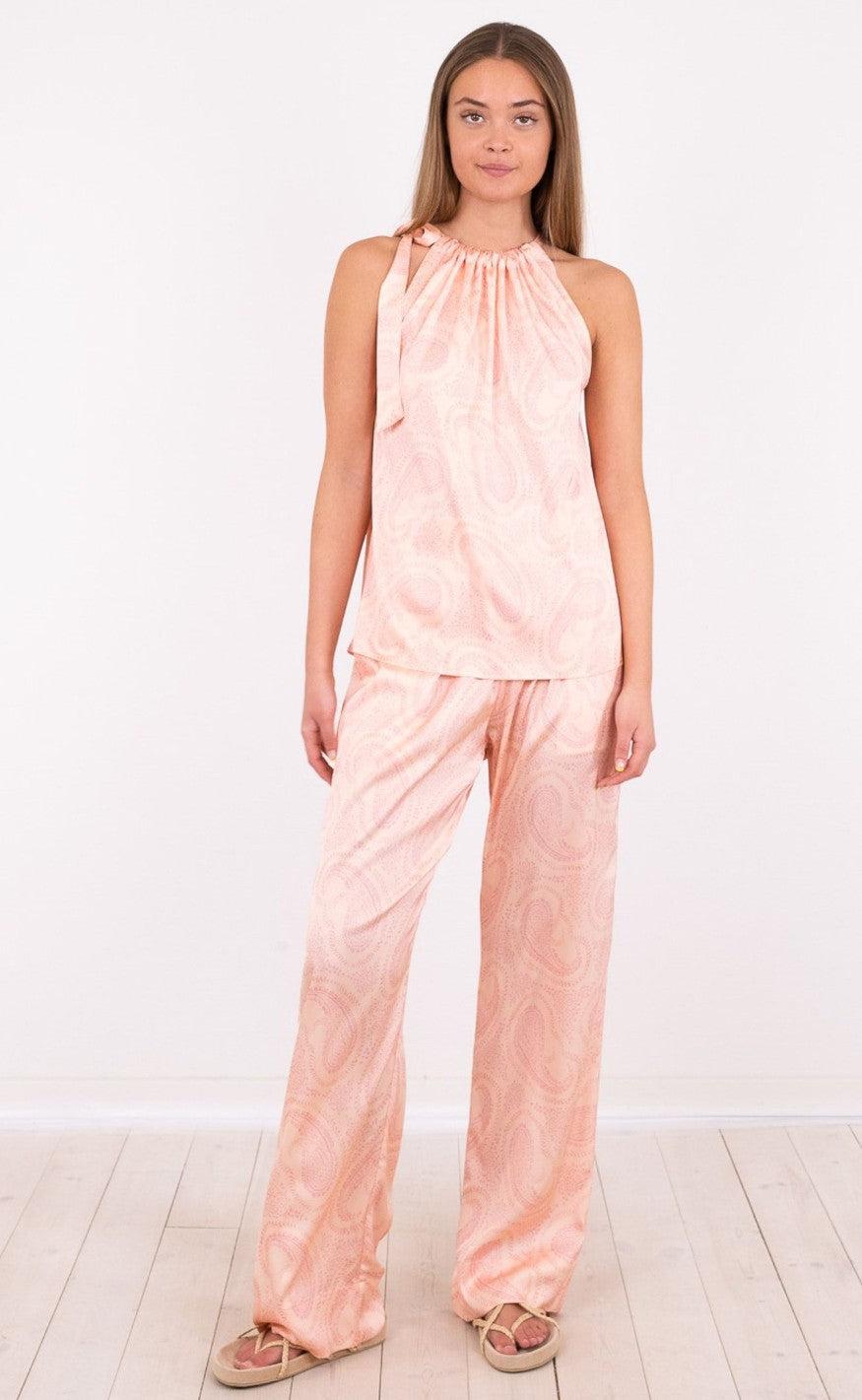 Neo Noir Top - Linea Abstract Paisley - Soft Pink