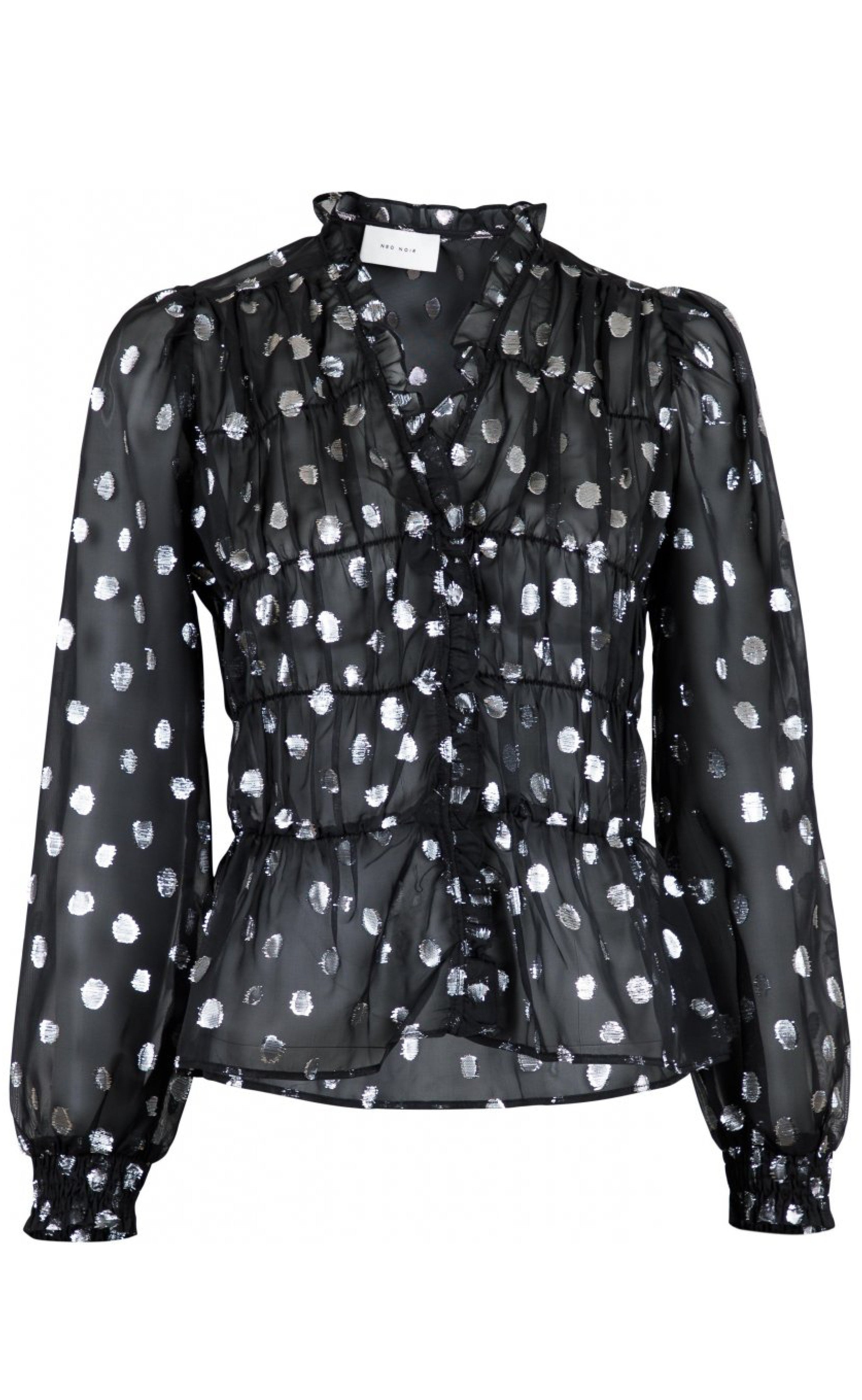 Neo Noir bluse - Ora Silver Dot Party - Black