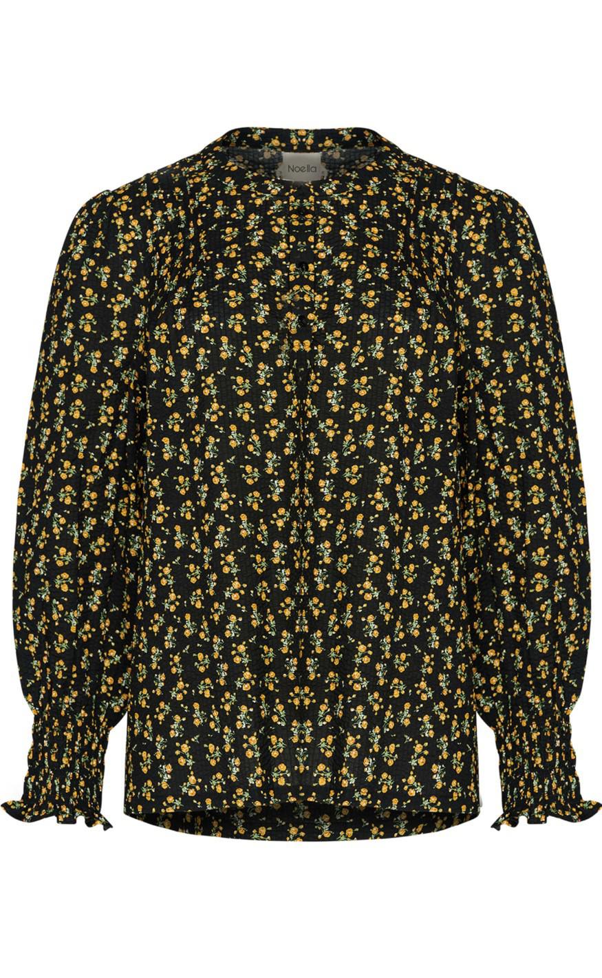 Noella Bluse - Ava - Black/Yellow Flowers