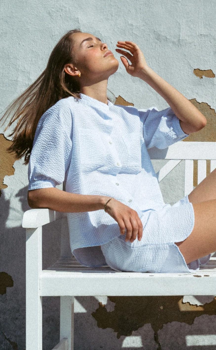 Noella Bluse - Cavi - Light Blue Stripes