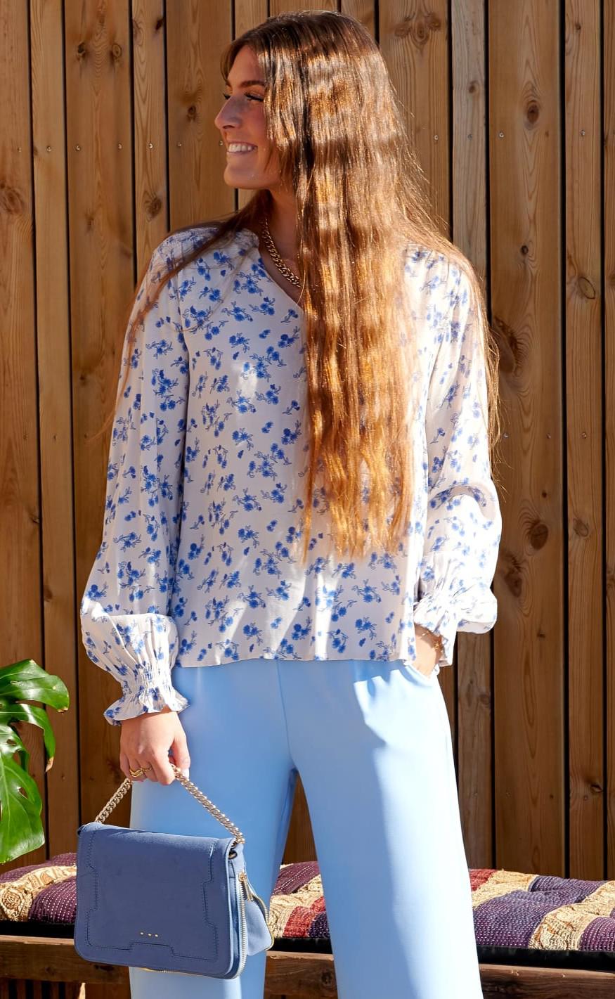 Noella Bluse - Jax - Blue Corn Flower