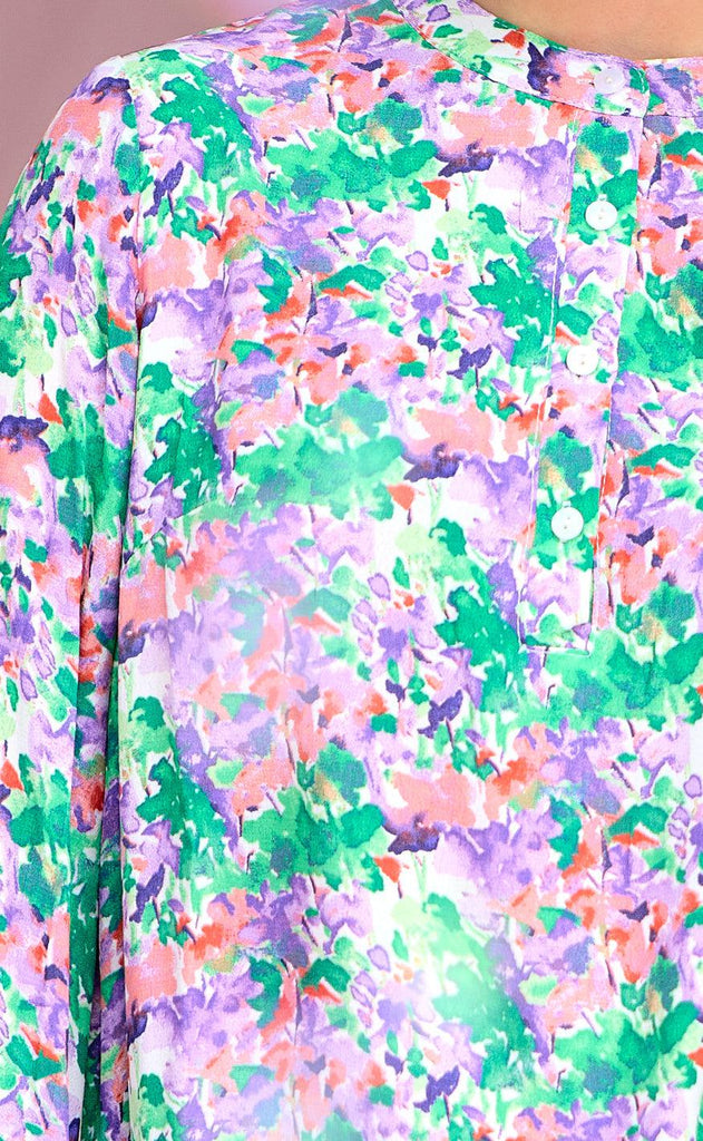 Noella Bluse - Miu - Lilac/Green Blurry Flower