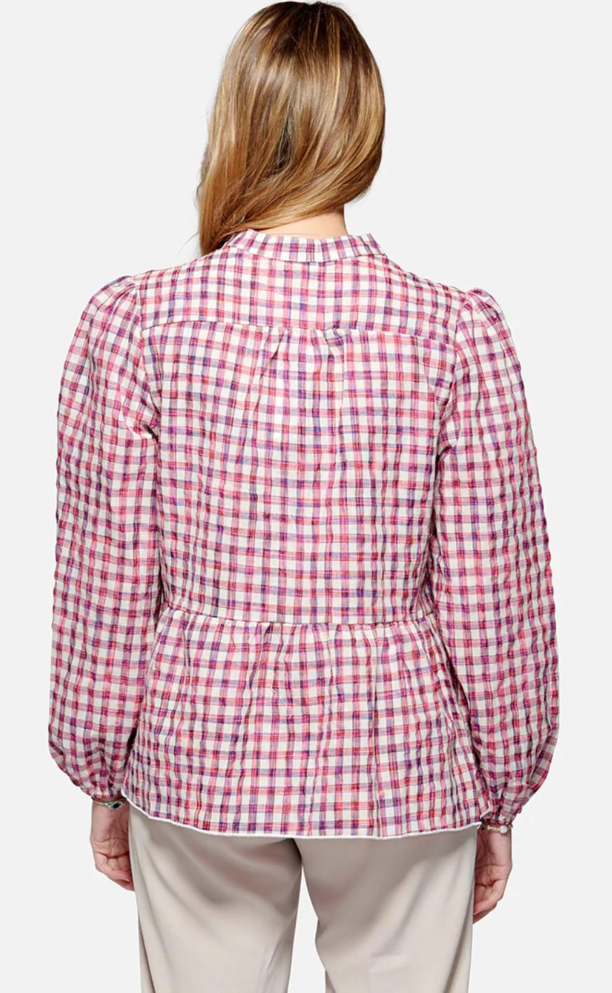 Noella Bluse - Rose - Neon Pink Check