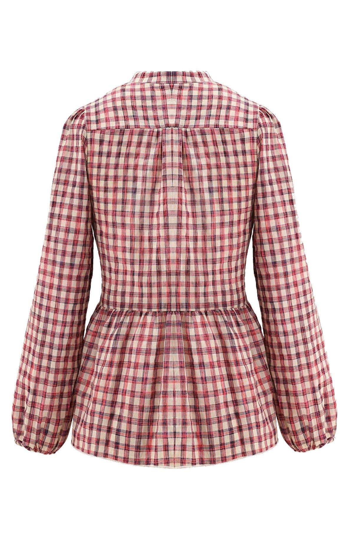 Noella Bluse - Rose - Neon Pink Check