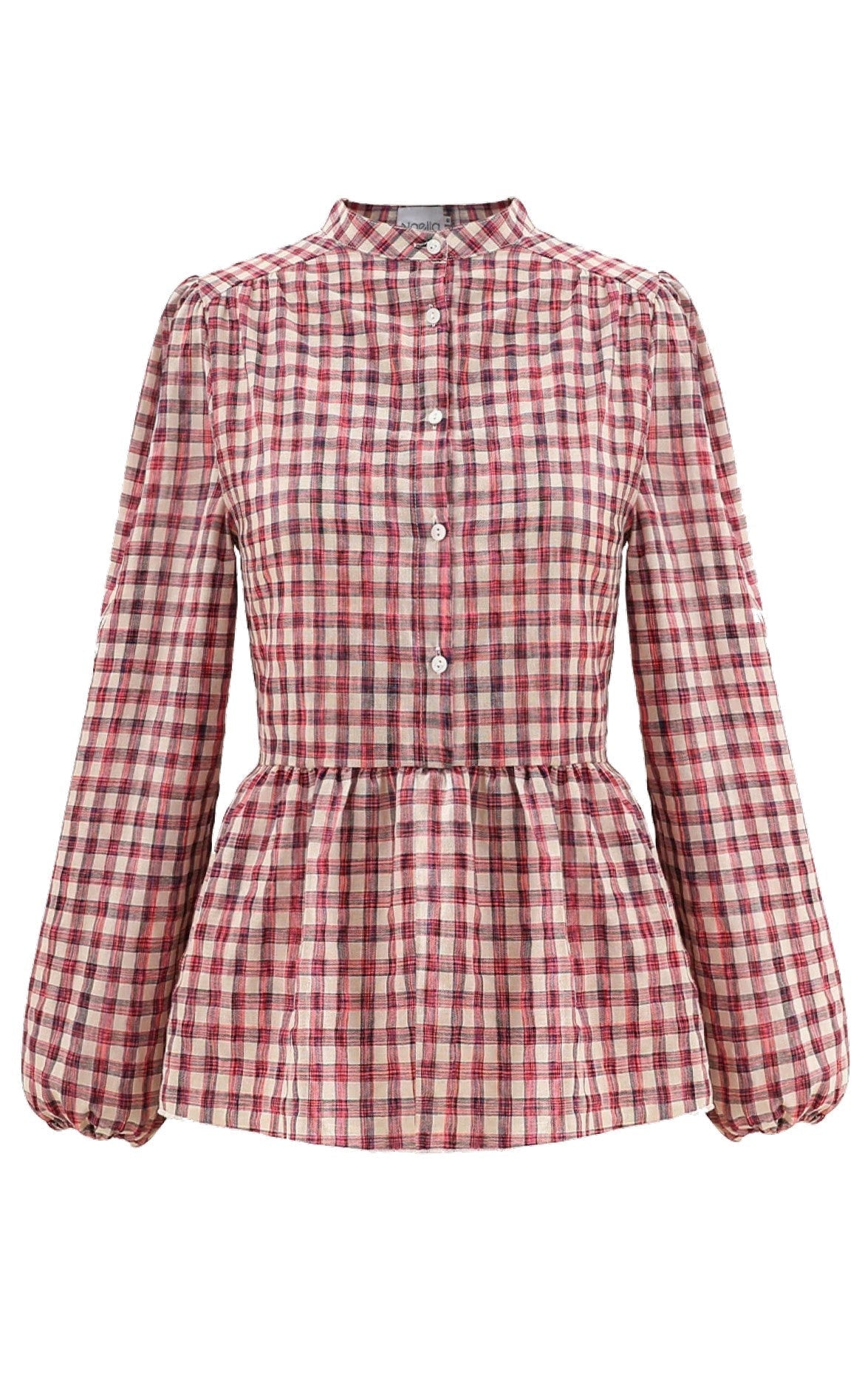 Noella Bluse - Rose - Neon Pink Check