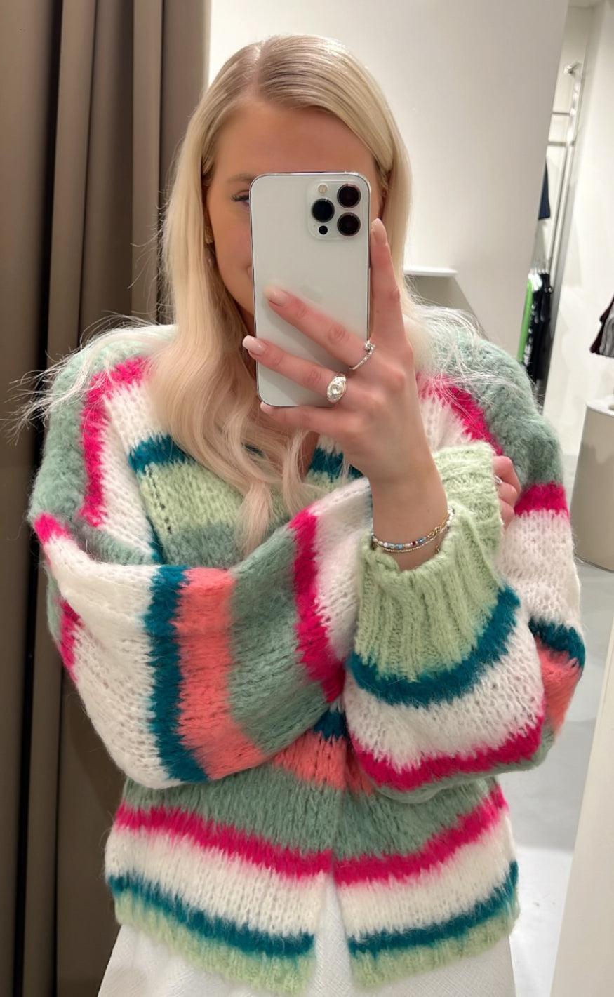 Noella Cardigan - Ella - Green/Pink/White mix