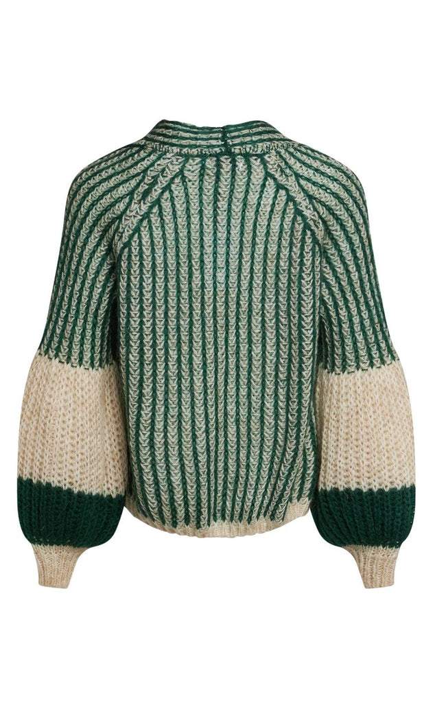 Noella Cardigan - Liana - Beige/Bottle Green