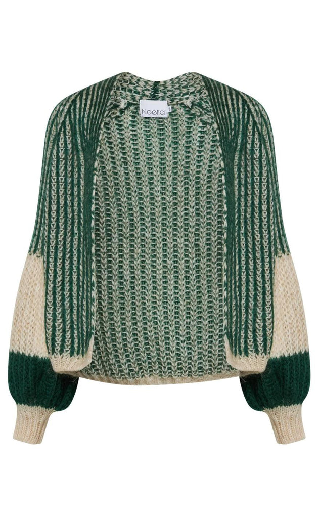 Noella Cardigan - Liana - Beige/Bottle Green