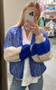 Noella Cardigan - Liana - Cream/Cobalt Blue