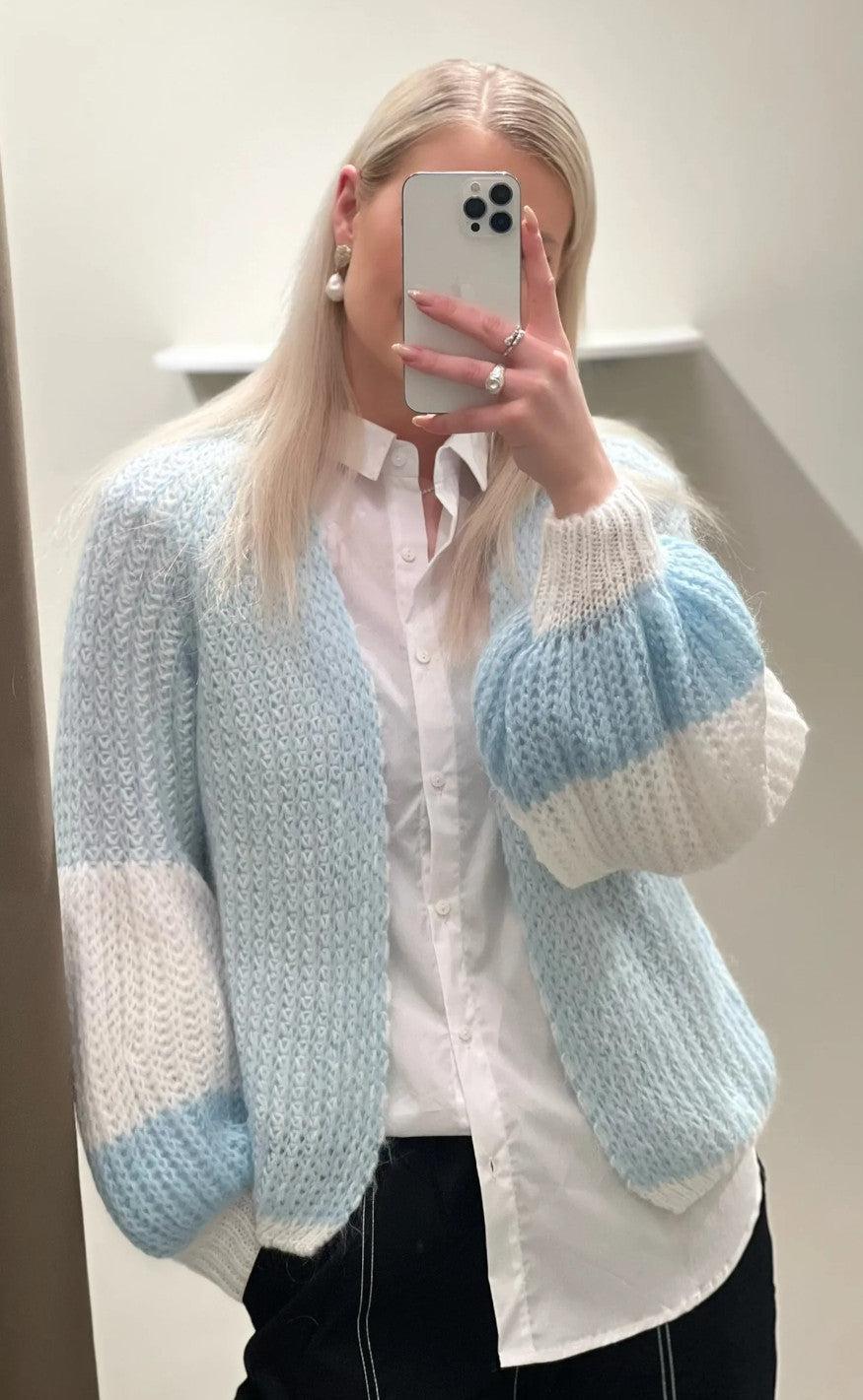 Noella Cardigan - Liana - Light Blue/White