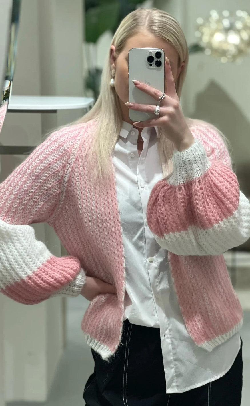 Noella Cardigan - Liana - White/Rose