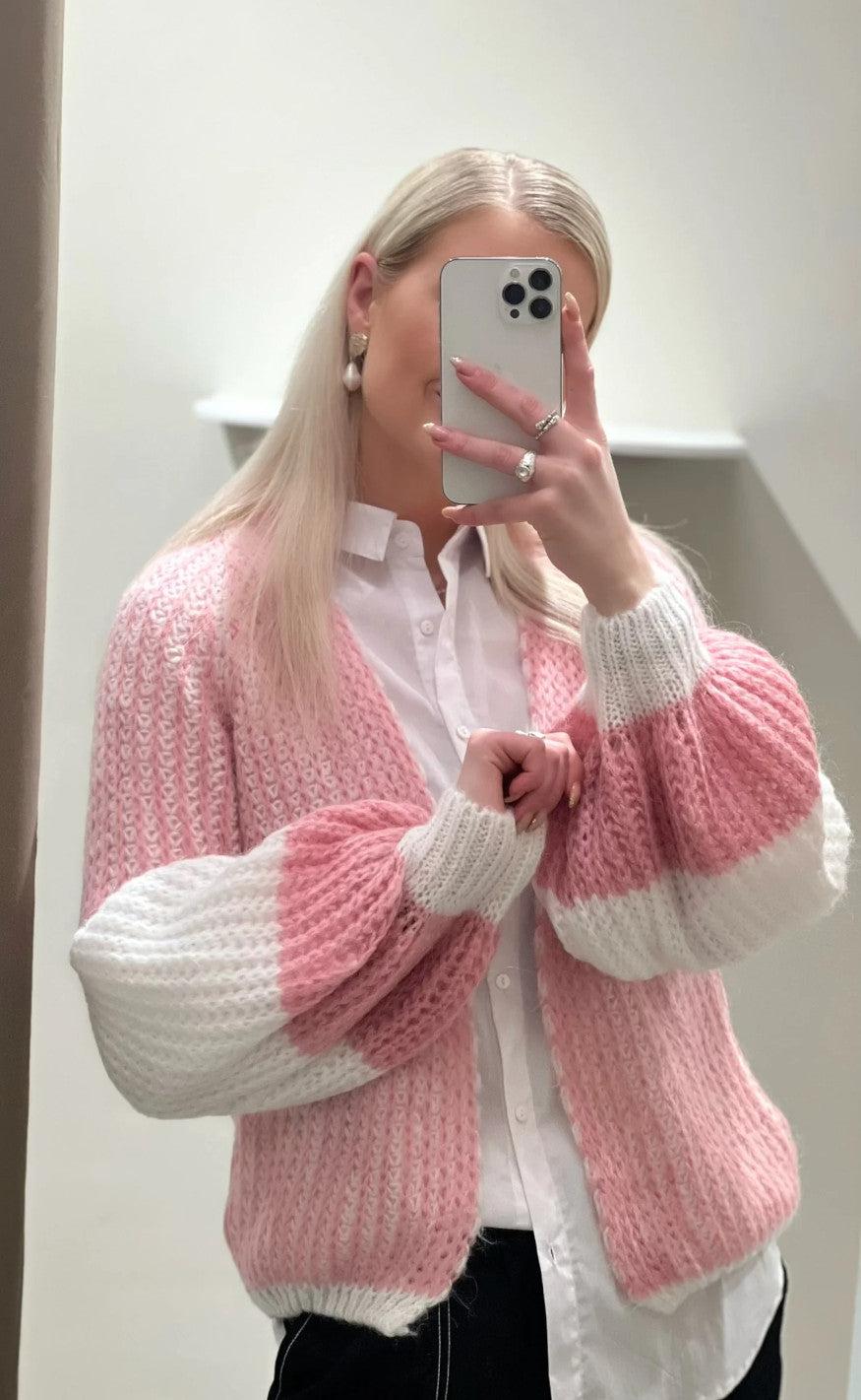 Noella Cardigan - Liana - White/Rose