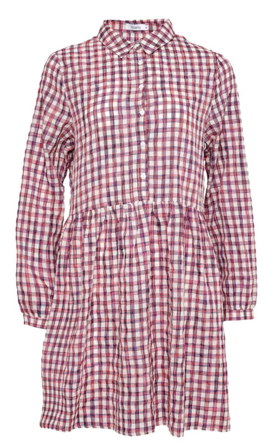 Noella Kjole - Vora - Neon Pink Check