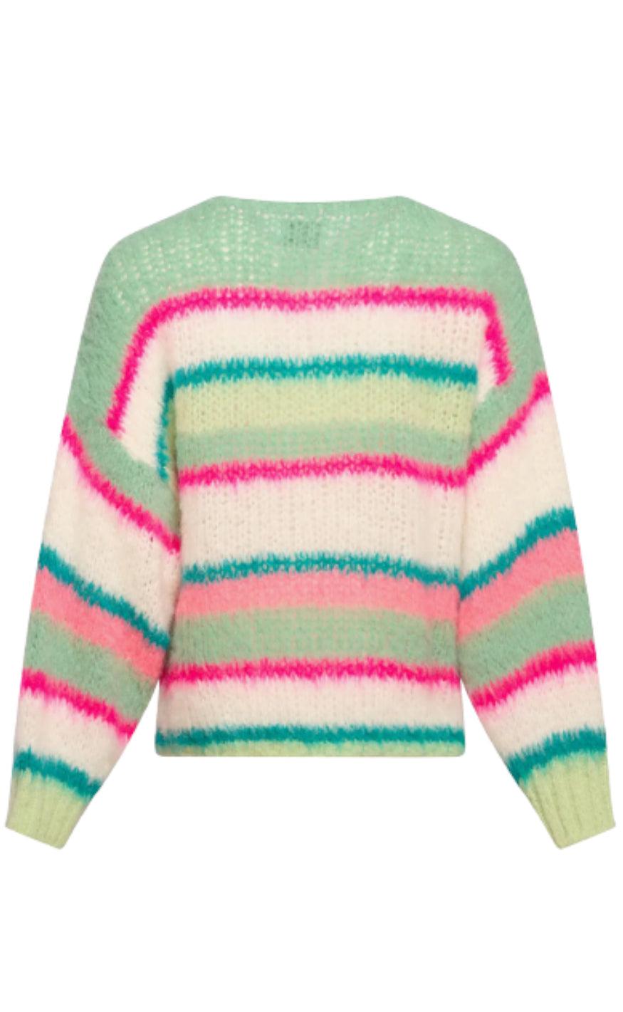 Noella Sweater - Ella - Green/Pink/White mix