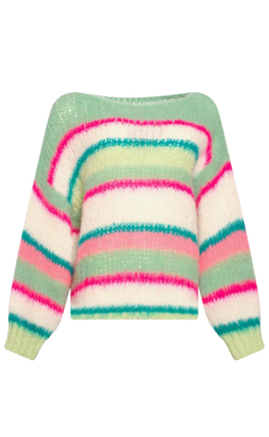 Noella Sweater - Ella - Green/Pink/White mix