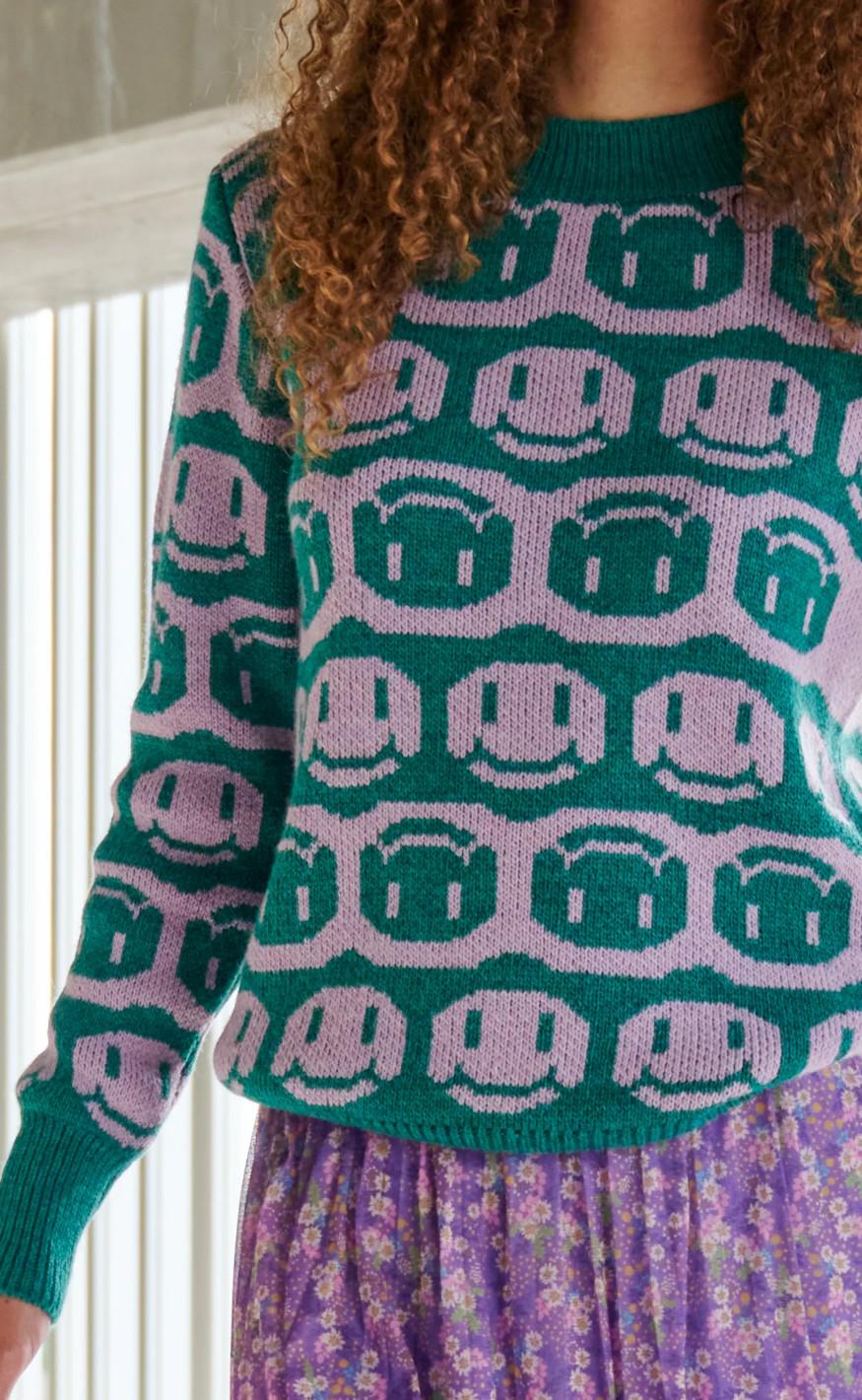 Noella Sweater - Face - Lilac/Green Mix