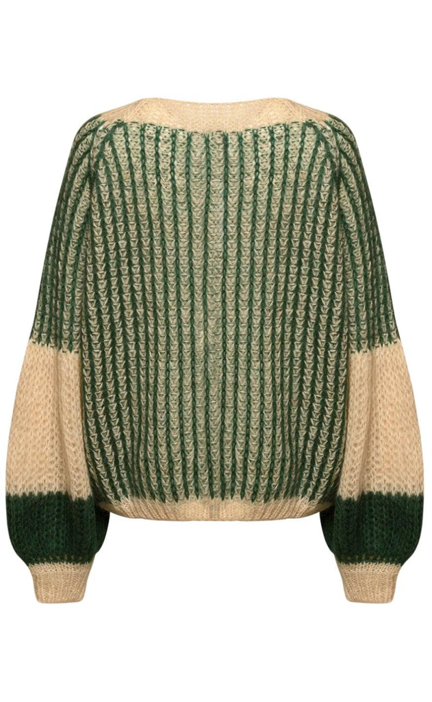 Noella Sweater - Liana - Beige/Bottle Green